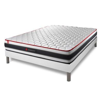 SOMNESS Ensemble matelas sommier Energy 140 x 190 cm - Couleur : Blanc - Blanc