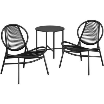 SONGMICS Table d'appoint et 2 chaises chaises acapulco noir d'encre