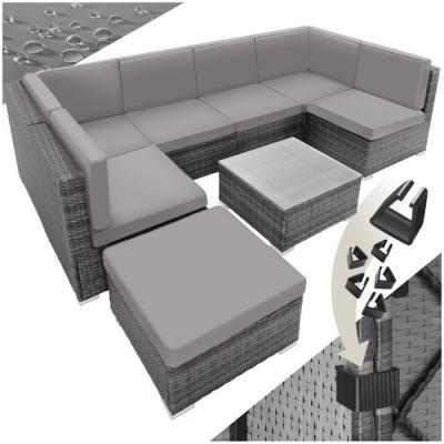 TECTAKE  canap&eacute; de jardin venise 7 places - gris 402698