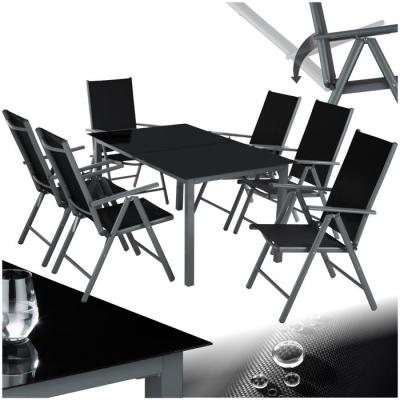TECTAKE  salon de jardin aluminium 6 places - gris fonc&eacute; 402166