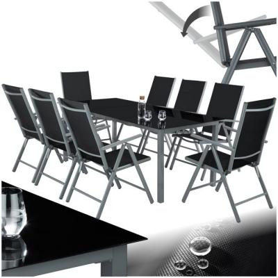 TECTAKE  salon de jardin aluminium 8 places - gris fonc&eacute; 402164