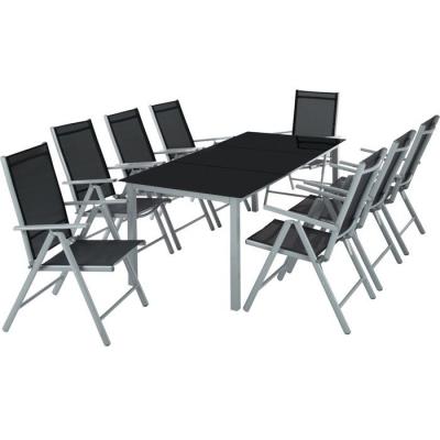 TECTAKE  salon de jardin aluminium 8 places - gris clair 402165