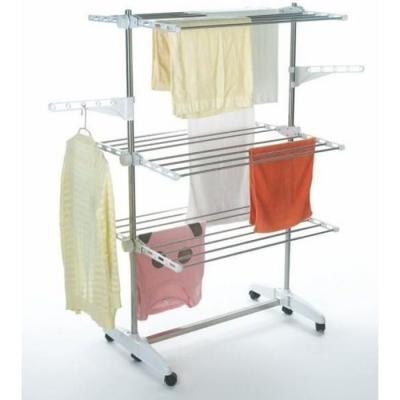 TODECO Etendoir &agrave; Linge Etendage &agrave; Linge 3 &eacute;tag&egrave;res Blanc avec ailes Mat&eacute;riau:  Tubes en acier inoxydable