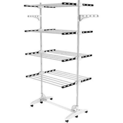TODECO Etendoir &Agrave; Linge, Etendage &Agrave; Linge, 4 &Eacute;tag&egrave;res, Noir/Blanc, Avec Ailes, Mat&eacute;riau: Tubes En Acier Inoxydable