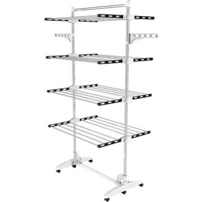 TODECO Etendoir &agrave; Linge, Etendage &agrave; Linge, 4 &eacute;tag&egrave;res, Noir/Blanc, avec ailes et barre sup&eacute;rieure, Mat&eacute;riau: Tubes en acier inoxydable