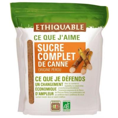 ETHIQUABLE  Sucre Complet de Canne Poudre P&eacute;rou, Bio, Le sachet de 500g