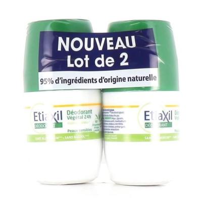 ETIAXIL  D&eacute;odorant V&eacute;g&eacute;tal 24h Roll-On Lot de 2 x 50ml