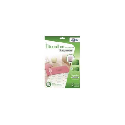 AVERY DENNISON Avery - Polyester - adh&eacute;sif permanent - transparent - 38.1 x 63.5 mm 126 &eacute;tiquette(s) (6 feuille(s) x 21 &eacute;tiquettes adresses 