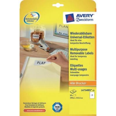 AVERY DENNISON AVERY Zweckform Etiquettes Stick+Lift, 199,6 x 143,5mm,blanc