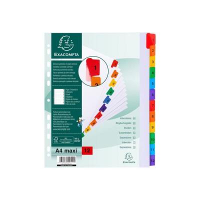 EXACOMPTA Intercalaire num&eacute;rique  - 12 positions - carte blanche 170g - A4+