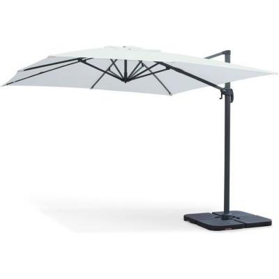 SWEEEK Parasol haut de gamme d&eacute;port&eacute; carr&eacute; inclinable 3x3m &eacute;cru