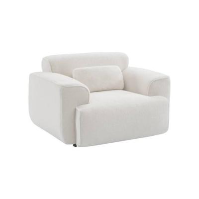 SWEEEK Fauteuil tissu bouclette blanche, lignes arrondis