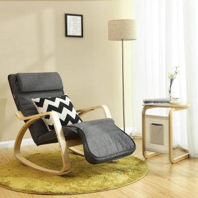 SONGMICS  Fauteuil &agrave; bascule r&eacute;glable sur 5 niveaux, Gris Fonc&eacute;