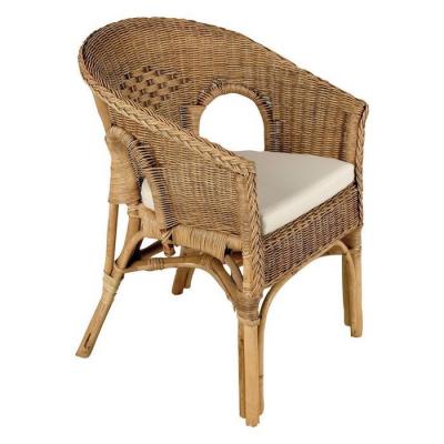 AUBRY GASPARD  Fauteuil avec Coussin en moelle de rotin Galep