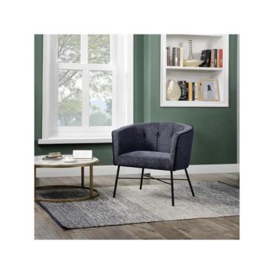 LES TENDANCES Fauteuil tissu gris et pieds m&eacute;tal noir phar&egrave;ne 13447GA