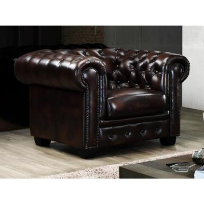 LINEA SOFA Fauteuil chesterfield BRENTON 100% cuir de buffle