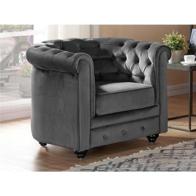 VENTE UNIQUE Vente-unique Fauteuil Chesterfield - Velours Anthracite