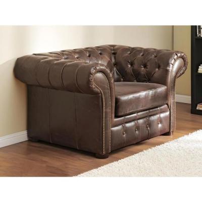 VENTE UNIQUE Vente-unique Fauteuil chesterfield CLOTAIRE 100% cuir vieilli