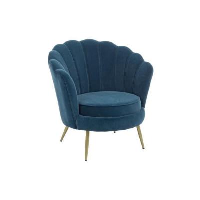 BIZZOTTO Fauteuil r&eacute;tro vintage en velours bleu canard cm 80 x 76 x84 h