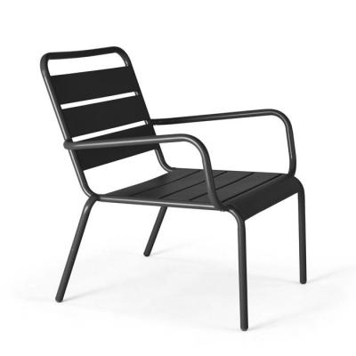 OVIALA Fauteuil de jardin bas - 60 x 64 x 72 cm - Acier - Palavas - Gris