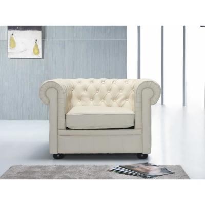 BELIANI Fauteuil Chesterfield Cuir Beige Clair 