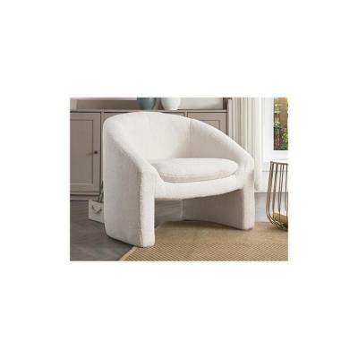 VENTE UNIQUE Vente-unique - Fauteuil en Tissu Bouclette Blanc OSSANA