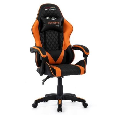 AMSTRAD ULTIMATE-ORANGE Fauteuil / Chaise de bureau Gamer coloris noir & orange - coussin lombaire & appuie t&ecirc;te