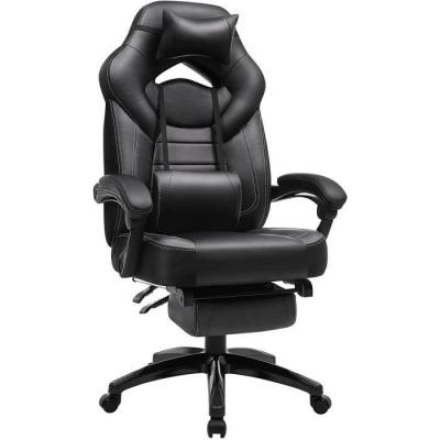 SONGMICS Chaise de bureau repose-pieds t&eacute;lescopique noir d'encre