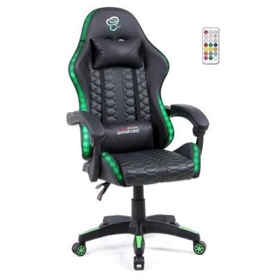 AMSTRAD Fauteuil gaming AMS-LED-VENOM - simili cuir noir et vert - Eclairage LED 366 effets - T&eacute;l&eacute;commande