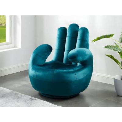 VENTE UNIQUE Vente-unique Fauteuil main pivotant CATCHY en velours - Bleu canard