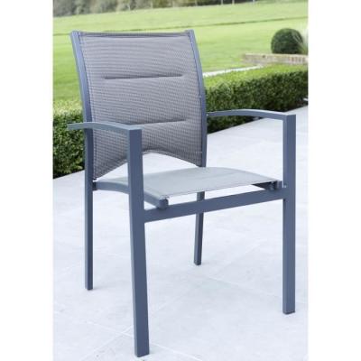 WILSA GARDEN Fauteuil de jardin en aluminium et textil&egrave;ne gris W_600020