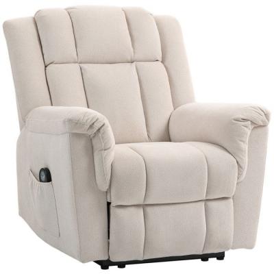 HOMCOM Fauteuil relax &eacute;lectrique massant et chauffant tissu chenille beige