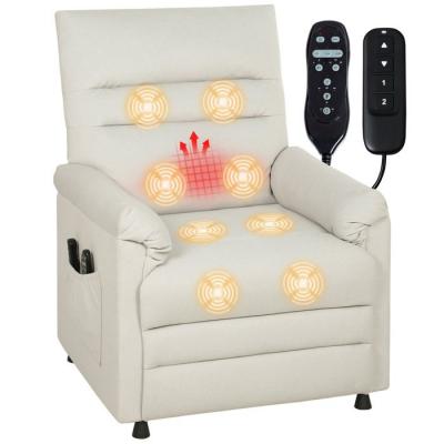 HOMCOM Fauteuil massant chauffant inclinable poches rangement port usb int&eacute;gr&eacute; velours gr&egrave;ge