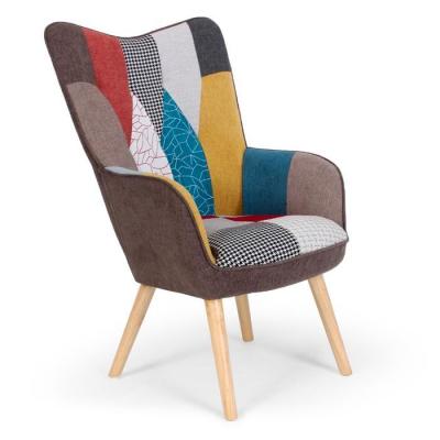 MENZZO Fauteuil scandinave Tissu Patchwork CORO