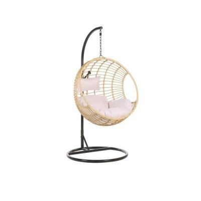 BELIANI  - Fauteuil suspendu en rotin beige avec support ASPIO