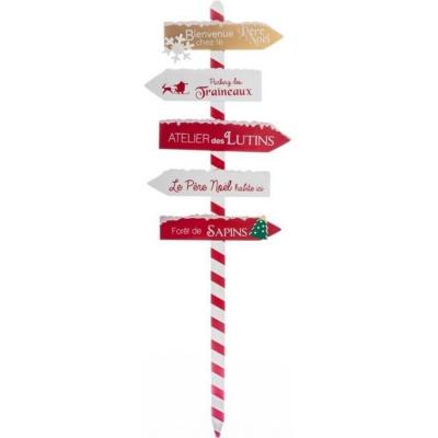 FEERIC LIGHTS & CHRISTMAS FEERIC LIGHTS & CHRISTMAS Pancarte Bois - 120 cm - Rouge et blanc