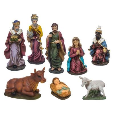 FEERIE CHRISTMAS Santons pour cr&egrave;che de No&euml;l - 8 Pi&egrave;ces - H. 20 cm - Multicolore