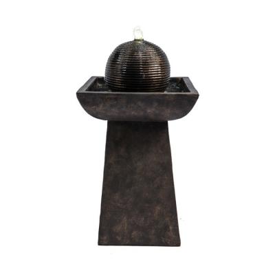TEAMSON HOME Fontaine de jardin cascade ext&eacute;rieur chute d'eau lumi&egrave;re LED et pompe charbon gris fonc&eacute; VFD8410-EU