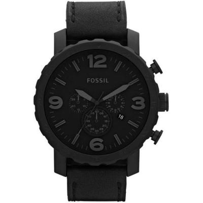 FOSSIL Montre Chronographe  Homme Nate Acier Inoxydable Quartz Cuir Noir JR1354 noir