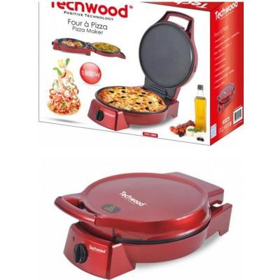 TECHWOOD Four &agrave; Pizza et tartes ROUGE avec Grill Plancha Rev&ecirc;tement Pierre antiadh&eacute;sif Puissance 1800 W