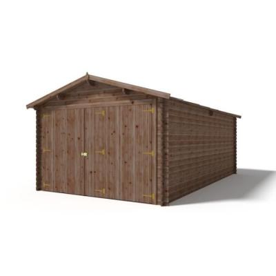 ALTANKA Garage en bois 21m2 6,25x3,75m Ep. 28 couleur marron GAR20 