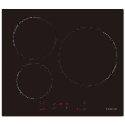 GEDTECH Plaque &agrave; Induction  GTI3Z6500B - 6800W - Touche Sensitive - 9 Niveaux de puissance - Booster - Verre Noir 