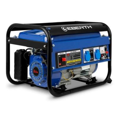 EBERTH  - 3000 Watt Groupe electrogene Generateur electrique portable moteur &agrave; essence 6,5 cv, 4 temps, 2x 230V, 1x 12V, d&eacute;marrage par c&acirc;ble,