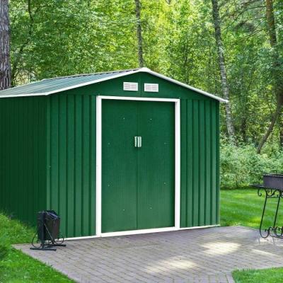 GOPLUS Abri de Jardin M&eacute;tal  - Portes Coulissantes et Fen&ecirc;tres - 213x127x185 cm - Vert