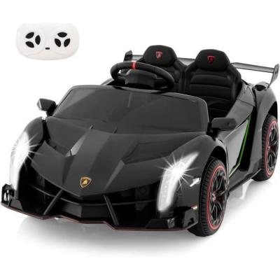 GOPLUS Giantex voiture electrique enfant 3-8 ans 12v,1 place charge 30kglamborghini,t&eacute;l&eacute;commande 2,4 g,ports aux et usb,multim&eacute;dia,noir 