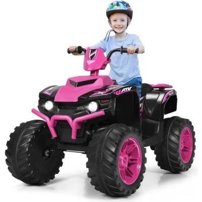 GOPLUS Quad &Eacute;lectrique pour Enfant  - 2 Vitesses 28-5 km/h - Phare Klaxon et MP3 - D&eacute;marrage Lent - Rose 
