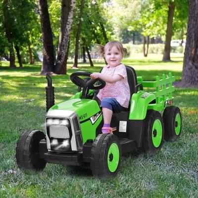GOPLUS  ? Tracteur &eacute;lectrique enfant avec remorque ? Batterie 12V ? Phare &agrave; LED ? T&eacute;l&eacute;commande ? Charge max 30kg ? Pneumatiques antid&eacute;rapants