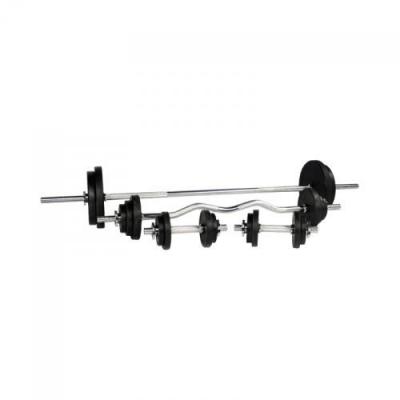 GORILLA SPORTS Set d halteres complet avec disques fonte revetement caoutchouc barres 105 5 kg