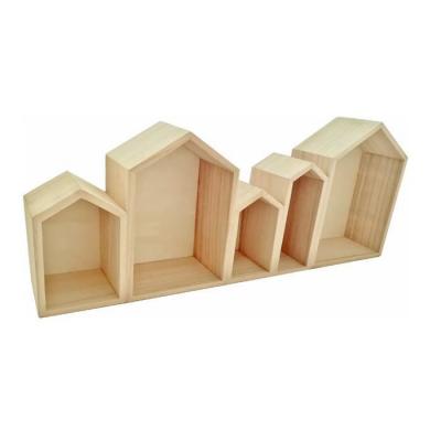 GRAINE CREATIVE Etag&egrave;re en bois bloc de 5 maisons 50,3 x 8 x 20 cm