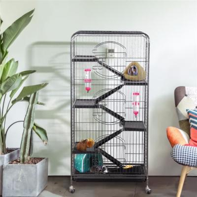YAHEETECH  Grande Cage pour Rongeurs/Furets/&eacute;cureuils/Chinchillas - 6 Niveaux 64 x 44 x 131 cm Noir